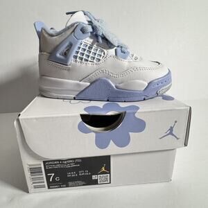 Nike Air Jordan 4 Retro TD Forget Me Not White Blue Toddler Size 7C w/ Box